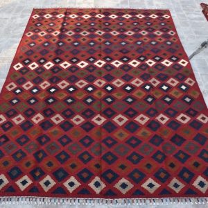 Vintage Afghan Maimana Kilim: 9.10 x 6.9 Ft – Turkmen Tribal Carpets